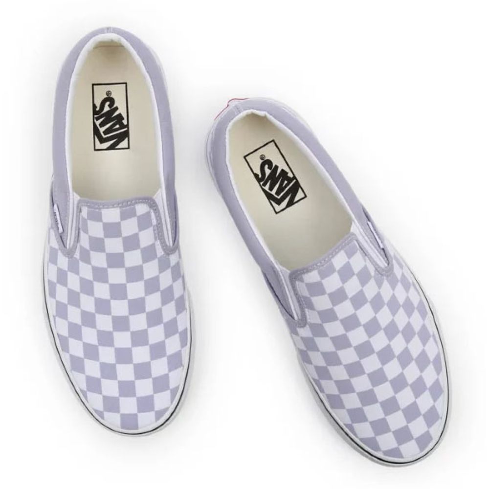 Vans Checkerboard Classic Slip-On In Languid Lavender/True White 5 Vans Checkerboard Classic Slip-On In Languid Lavender/True White - Image 3