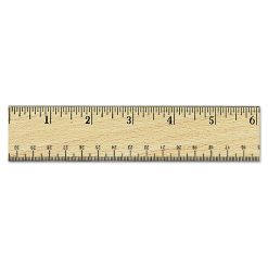 Universal Flat Wood Ruler W/Double Metal Edge, Standard, 12" Long, Clear Lacquer Finish
