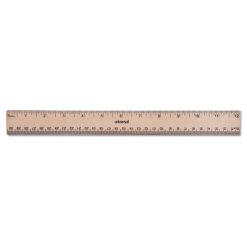 Universal Flat Wood Ruler W/Double Metal Edge, Standard, 12" Long, Clear Lacquer Finish -sorel shop 273935