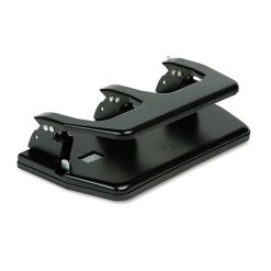 Master 20-Sheet Heavy-Duty Three-Hole Punch, Oversized Handle, 9/32" Holes, Steel, Black