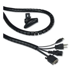 Innovera® Cable Management Coiled Tube, 0.75" Dia X 77.5" Long, Black