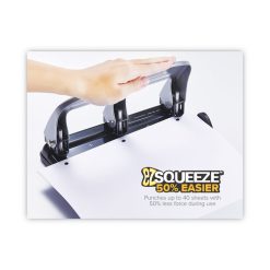 Bostitch 40-Sheet EZ Squeeze Three-Hole Punch, 9/32" Holes, Black/Silver -sorel shop 751128