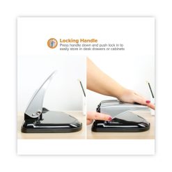 Bostitch 40-Sheet EZ Squeeze Three-Hole Punch, 9/32" Holes, Black/Silver -sorel shop 751193