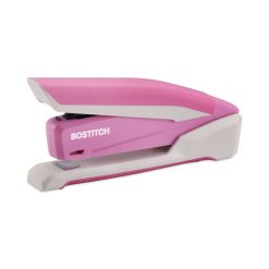 Bostitch InCourage Spring-Powered Desktop Stapler With Antimicrobial Protection, 20-Sheet Capacity, Pink/Gray