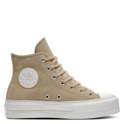 Converse Women's Chuck Taylor All Star Lift Platform Hi Suede In Nomad Khaki/Desert Sand/Egret