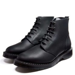 Solovair 6 Eye Astronaut Boot In Black Greasy -sorel shop sv 969 bg 107 3 1100x