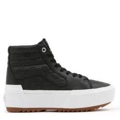 Vans Women's Emboss Check Sk8-Hi Stacked In Black/True White