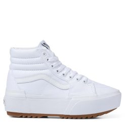 Vans Women's Sk8-Hi Canvas Stacked In True White